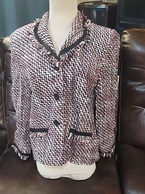 Sag Harbor Pink Black And White Twill Jacket